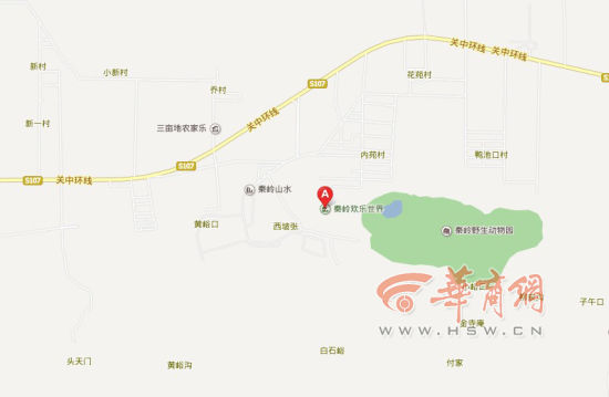 A處為事故發(fā)生地點(diǎn)“秦嶺歡樂世界”。