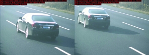 由于車速過快，高清探頭抓拍下的畫面，有一點點模糊 監(jiān)控截圖