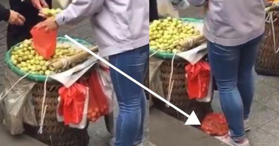 網(wǎng)上流傳的短片顯示，賣棗子棗子的小販以偷龍轉(zhuǎn)鳳的手段把棗子換掉。