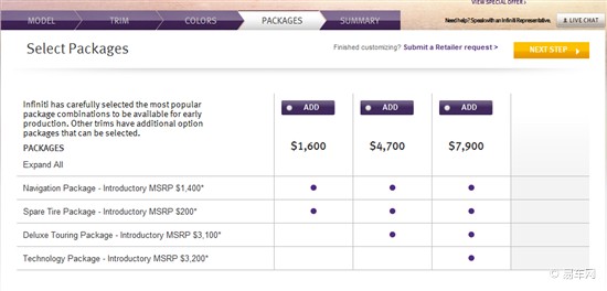 英菲尼迪Q50選裝包信息 英菲尼迪Q50選裝包信息