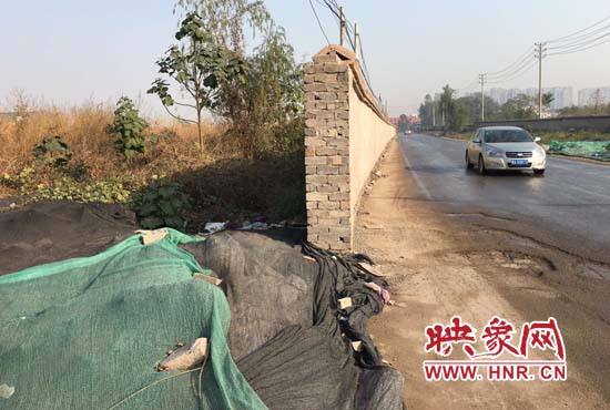 一墻之隔，一邊是道路，一邊是垃圾和荒草，市民質(zhì)疑其為遮羞墻。