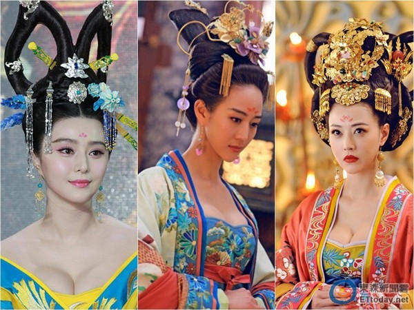 范冰冰、張鈞甯、周海媚，在《武媚娘》中爆乳演出
