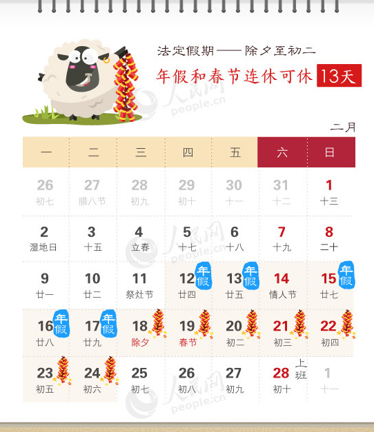 2015春節(jié)最實惠休假攻略 年假春節(jié)連休可休18天 2015春節(jié)最實惠休假攻略 年假春節(jié)連休可休18天