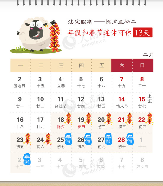 2015春節(jié)最實惠休假攻略 年假春節(jié)連休可休18天 2015春節(jié)最實惠休假攻略 年假春節(jié)連休可休18天
